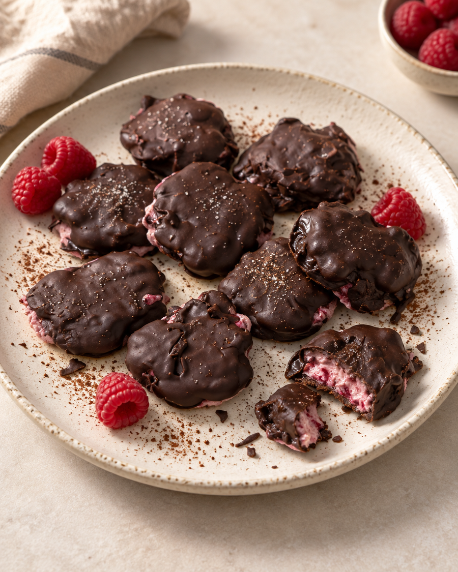 Bouchées glacées protéinées à la cerise et au chocolat noir