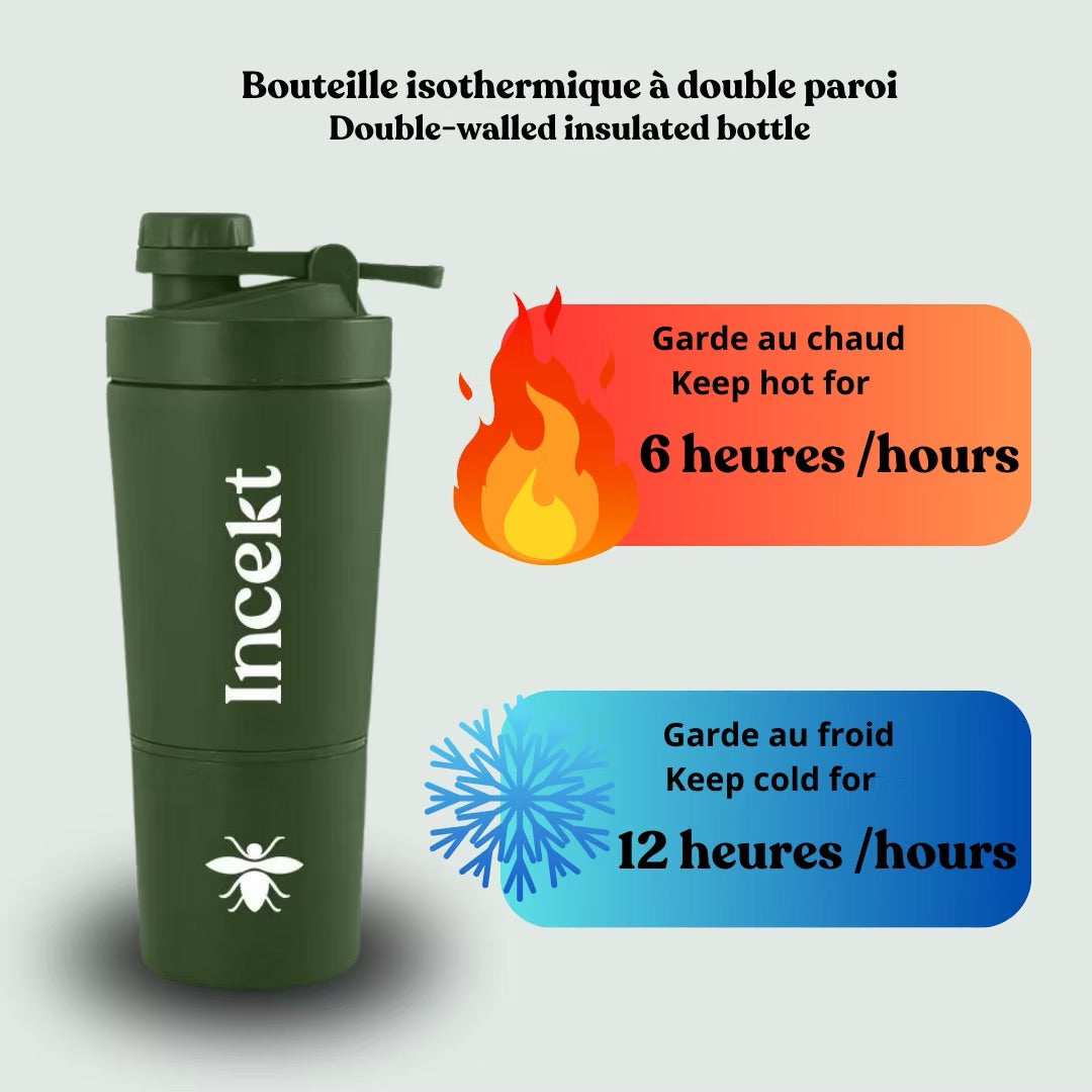 Bouteille d'eau (shaker) avec contenant de remplissage
