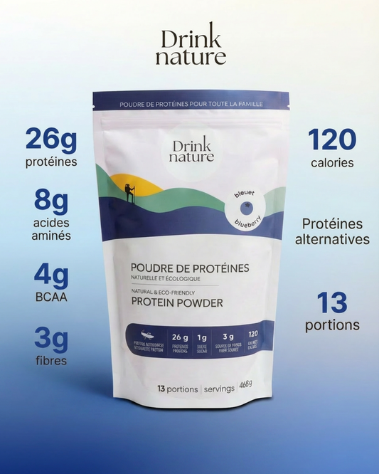 Poudre de protéines aux bleuets
