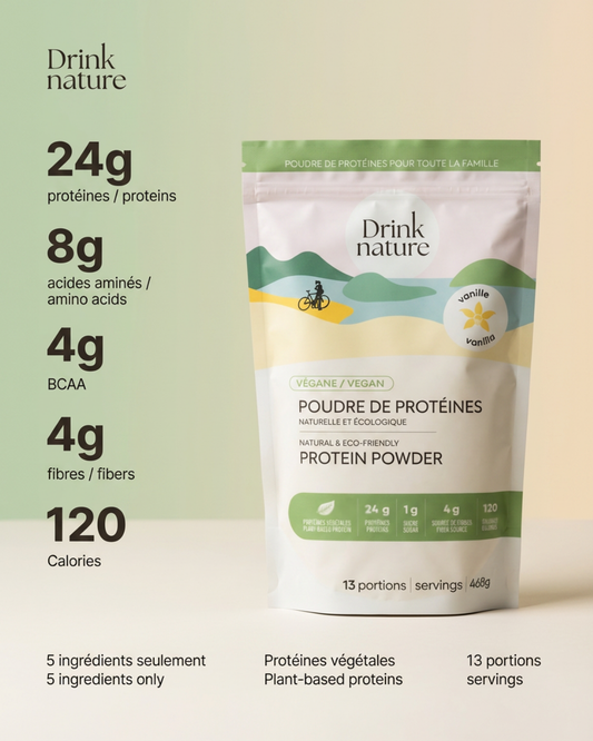 Poudre de protéines à la vanille végane