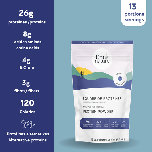 Poudre de protéines aux bleuets