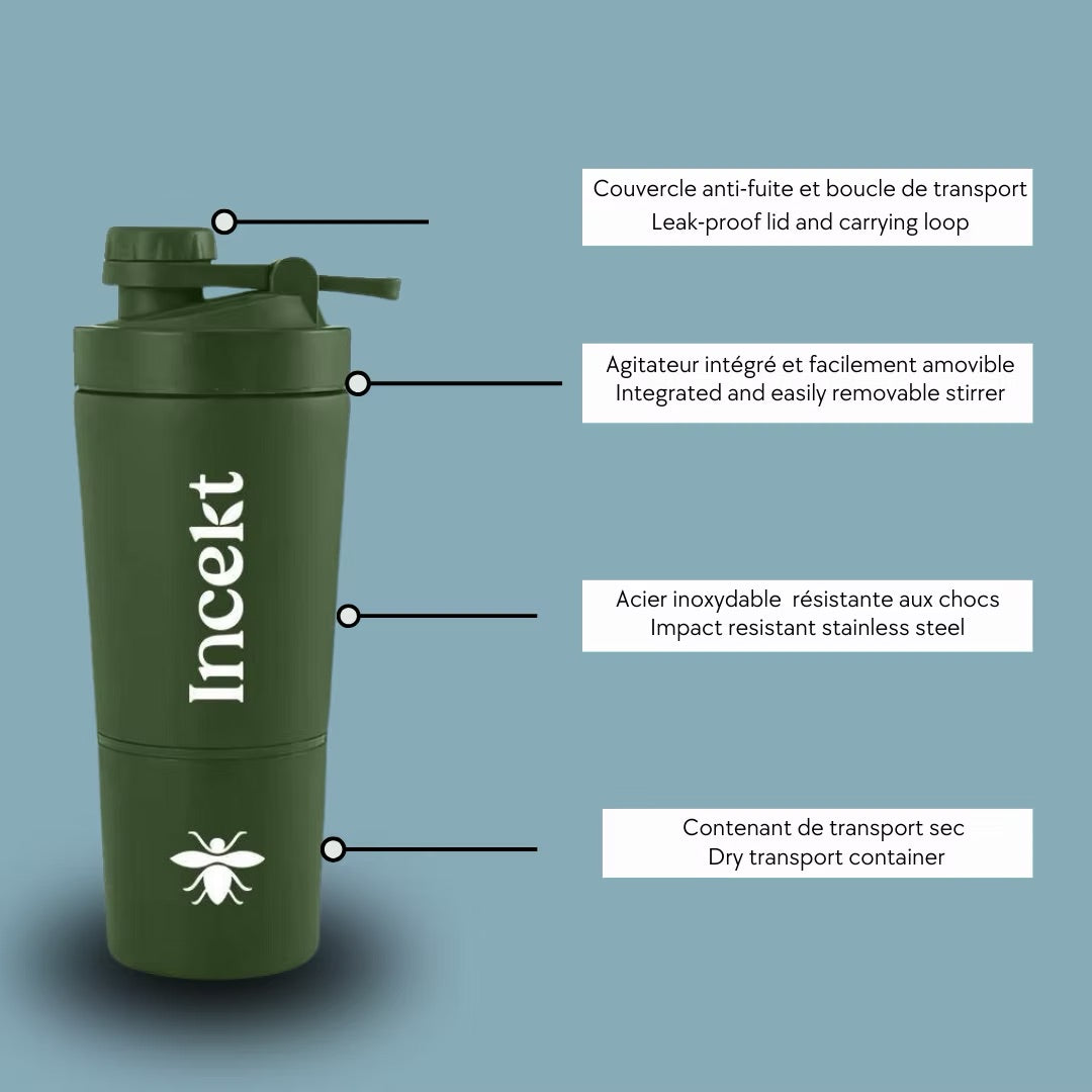 Bouteille d'eau (shaker) avec contenant de remplissage