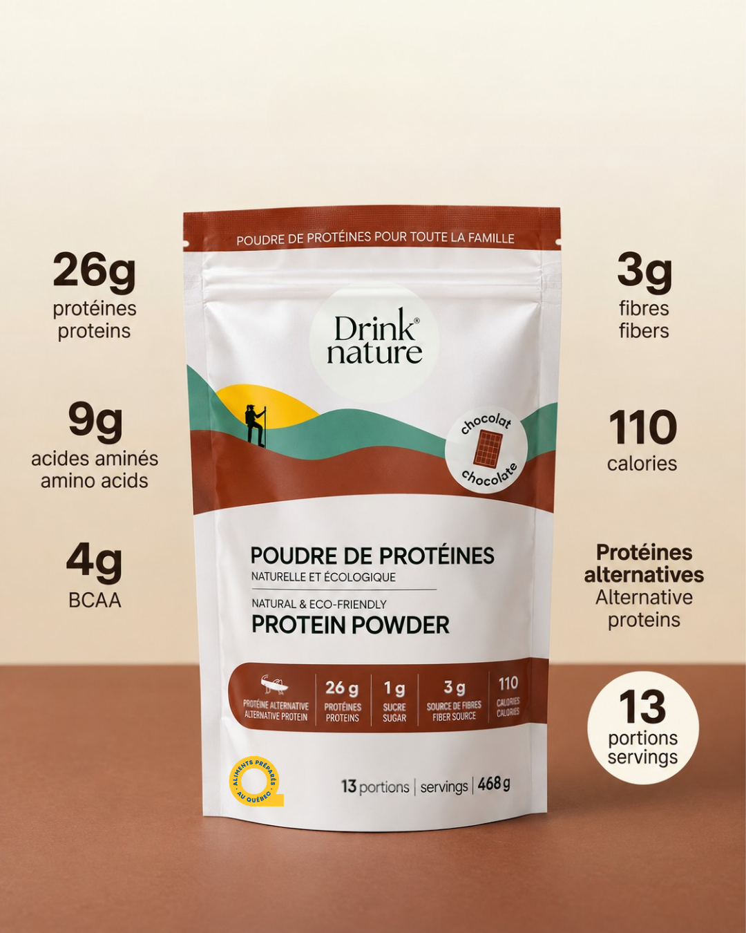 Poudre de protéines au chocolat