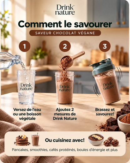 Poudre de protéines au chocolat végane
