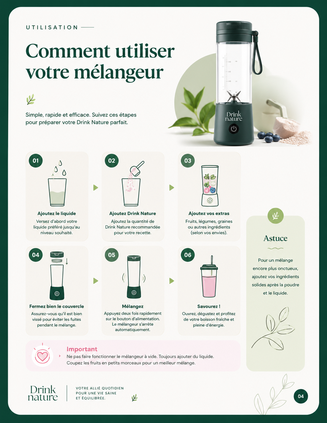 Coffret Énergie Drink Nature — 3 protéines au choix + accessoires | 30 % de rabais