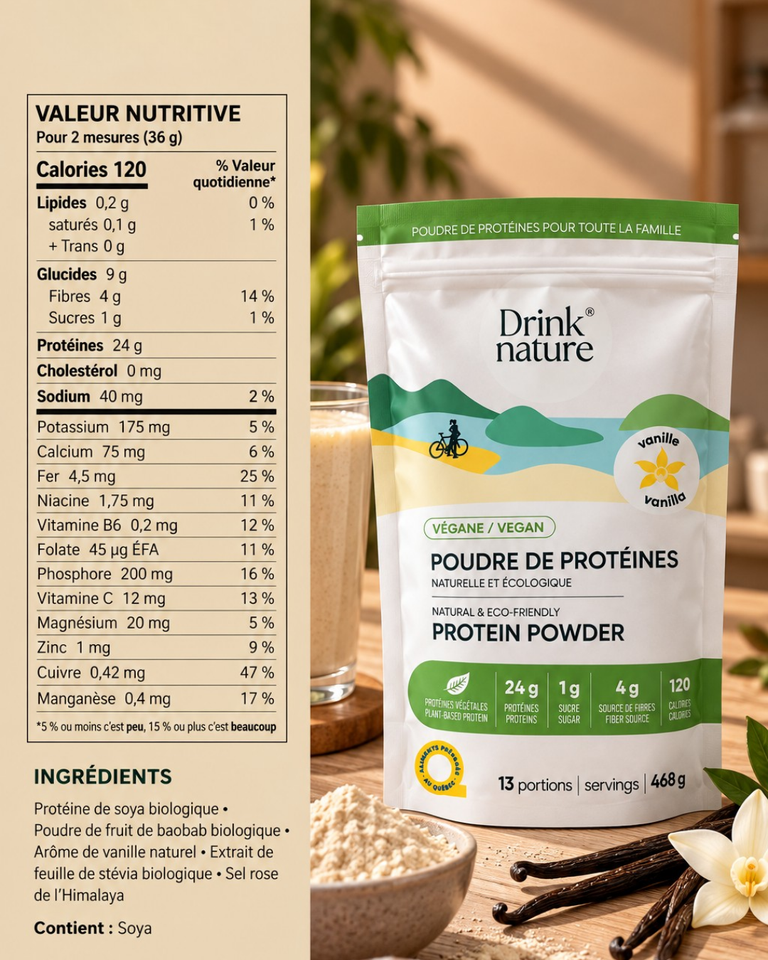 Vegan vanilla protein powder